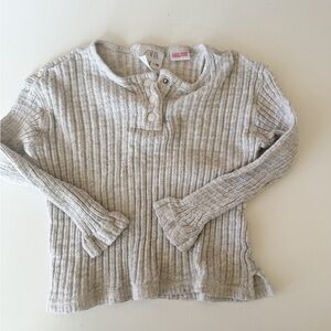 Zara Light Gray Ribbed Buttoned Top